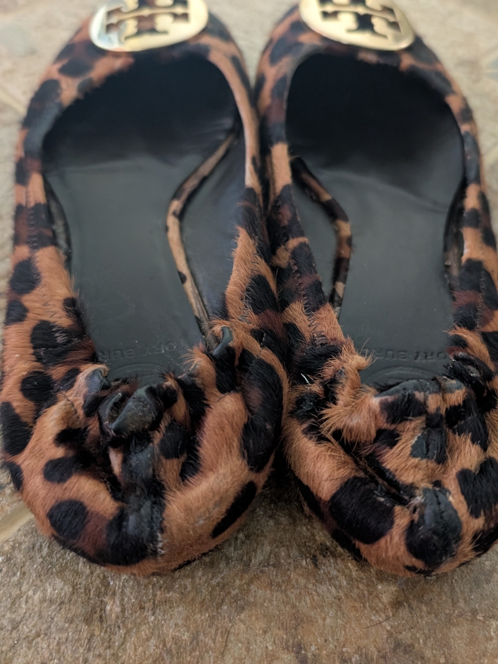 Tory Burch Leopard Pony-Hair Flats with Gold Logo Discs - Picture 5 of 10